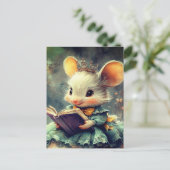 Adorable Mouse Princess Reading a Book Postkarte (Stehend Vorderseite)