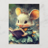 Adorable Mouse Princess Reading a Book Postkarte (Vorderseite)