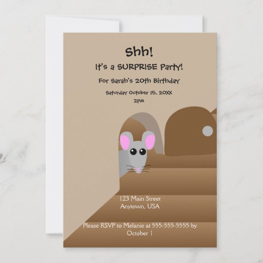 Adorable Mouse Theme Einladung (Vorderseite)