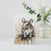 Adorable Mouse Watercolor Kunst, Dichtung und Musi Postkarte (Stehend Vorderseite)