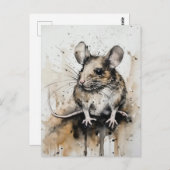 Adorable Mouse Watercolor Kunst, Dichtung und Musi Postkarte (Vorne/Hinten)