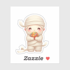 Adorable Mummy Baby mit Donut-Leckerei Aufkleber