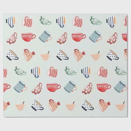 Adorable Muster farbiger Tasse niedliche Punktstre Geschenkpapier (Flach)