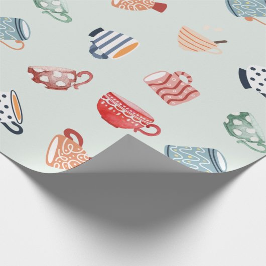 Adorable Muster farbiger Tasse niedliche Punktstre Geschenkpapier (Ecke)