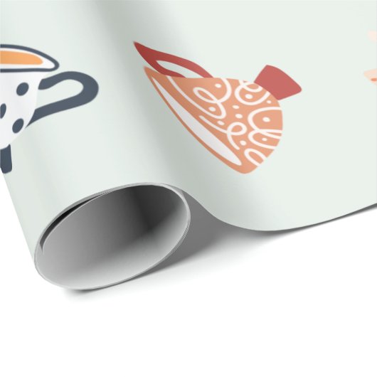 Adorable Muster farbiger Tasse niedliche Punktstre Geschenkpapier (Rolleneckpunkt)