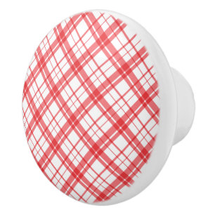 Adorable Muster von Tartan, kariert rosa und weiß Keramikknauf