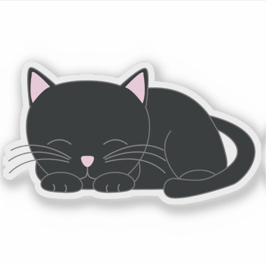 Adorable Napping Black Kitten Aufkleber (Vorderseite)