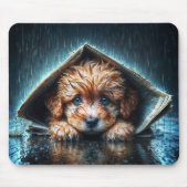 Adorable nasse Welpe unter Zeitungshütte Mousepad (Vorne)