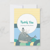 Adorable Nautical Whale Octopus Yellow Baby Dusche Dankeskarte (Vorderseite)
