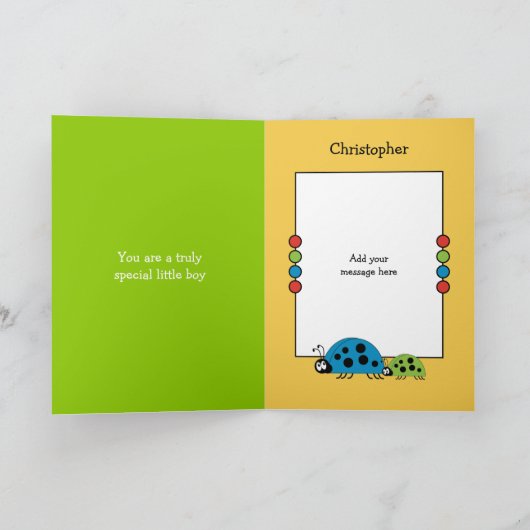 Adorable Neffe Ladybugs Special Boy Rot Grün Karte (Innenseite)