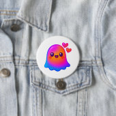 Adorable Neon Kawaii Ghost mit Gradient Glow und Button (Beispiel)