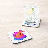 Adorable Neon Kawaii Ghost mit Gradient Glow und Getränkeuntersetzer (Rechte Seite)