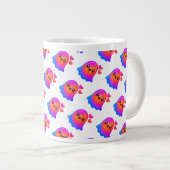Adorable Neon Kawaii Ghost mit Gradient Glow und Jumbo-Tasse (Vorderseite Rechts)