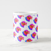 Adorable Neon Kawaii Ghost mit Gradient Glow und Jumbo-Tasse (Vorderseite)