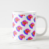 Adorable Neon Kawaii Ghost mit Gradient Glow und Jumbo-Tasse (Rechts)