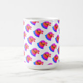Adorable Neon Kawaii Ghost mit Gradient Glow und Kaffeetasse (Mittel)