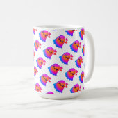 Adorable Neon Kawaii Ghost mit Gradient Glow und Kaffeetasse (VorderseiteRechts)
