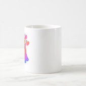 Adorable Neon Kawaii Ghost mit Gradient Glow und Kaffeetasse (Mittel)