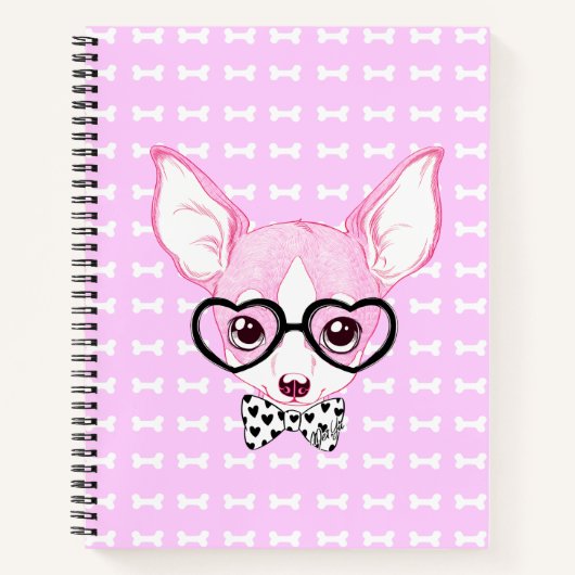 Adorable Nerdy Puppy Pink Notebook von Mei Yu Notizbuch (Vorderseite)