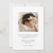 Adorable New Baby Foto Birth Ankündigung (Rückseite)