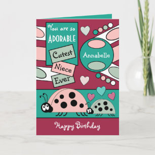 Adorable Nichte Ladybugs Special Girl Green Pink Karte