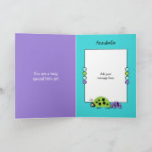 Adorable Nichte Ladybugs Special Girl lila grün Karte (Innenseite)