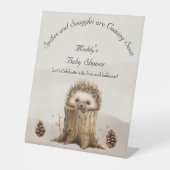 Adorable Niedlich Baby Igel Babydusche Sockelschild (Vorderseite)