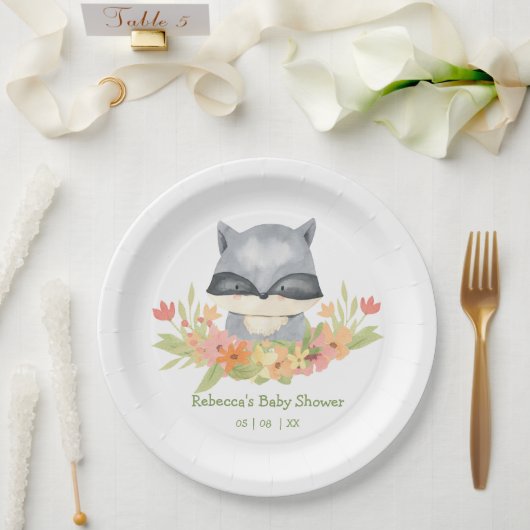 Adorable Niedlich Baby Raccoon Babydusche Pappteller (Hochzeit)