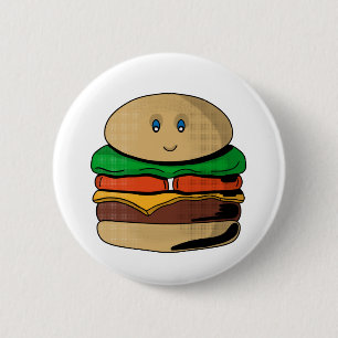 Adorable Niedlich Burger Hamburger Kawaii Button
