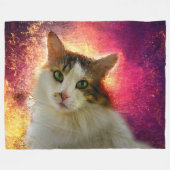 Adorable Niedlich Calico Cat Fleecedecke (Vorderseite (Horizontal))
