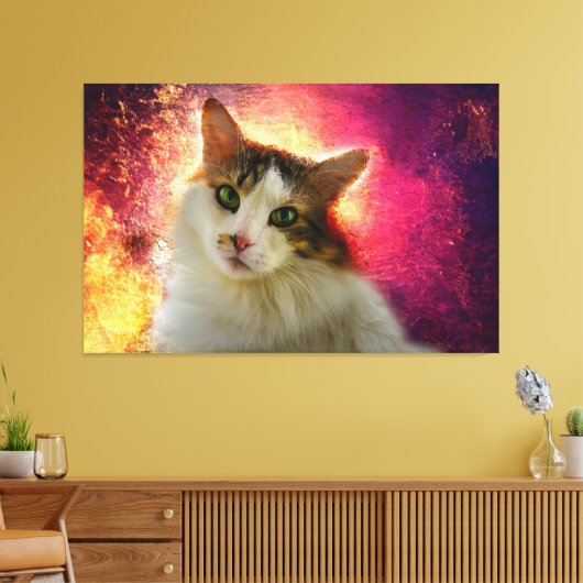 Adorable Niedlich Calico Cat Leinwanddruck (Insitu (Wohnzimmer))