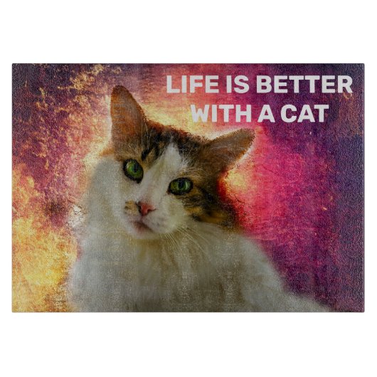 Adorable Niedlich Calico Cat Schneidebrett (Vorderseite)