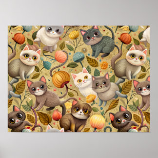 Adorable Niedlich Cat Poster (anpassbare Katzengrö