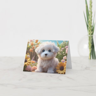 Adorable Niedlich Fluffy Puppy Blank Gruß Karte