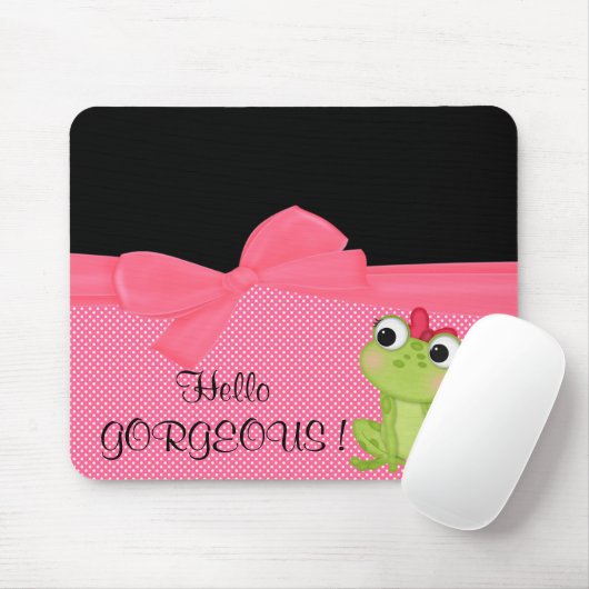 Adorable Niedlich Frog auf Polka Dots Hello Gorgeo Mousepad (Mit Mouse)