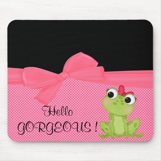 Adorable Niedlich Frog auf Polka Dots Hello Gorgeo Mousepad (Vorne)