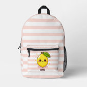 Adorable Niedlich-Gelbe Zitrone Personalisiert Bedruckter Rucksack (Vorderseite)