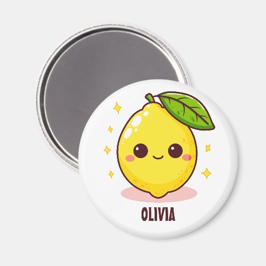 Adorable Niedlich-Gelbe Zitrone Personalisiert Magnet (Vorderseite/Rückseite)