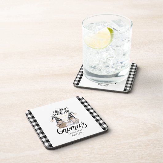 Adorable Niedlich Gnomes Black Buffalo Kariert Getränkeuntersetzer (Rechte Seite)