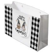 Adorable Niedlich Gnomes Black Buffalo Kariert Große Geschenktüte (Rückseite Schrägansicht)