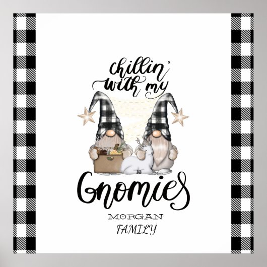 Adorable Niedlich Gnomes Black Buffalo Kariert Poster (Vorne)