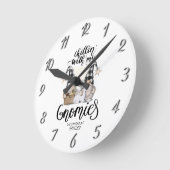 Adorable Niedlich Gnomes Black Buffalo Kariert Runde Wanduhr (Winkel)
