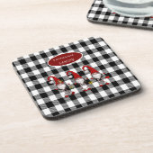 Adorable Niedlich Gnomes Buffalo Kariert Getränkeuntersetzer (Linke Seite)