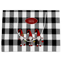 Adorable Niedlich Gnomes Buffalo Kariert Große Geschenktüte