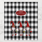 Adorable Niedlich Gnomes Buffalo Kariert Weinetikett (Einzelnes Label)