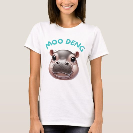 Adorable Niedlich Happy Baby Pygmy Hippo Moo Deng T-Shirt (Vorderseite)