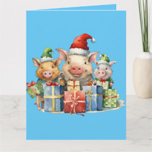 Adorable Niedlich Little Piggie Weihnachtsgrüße Karte