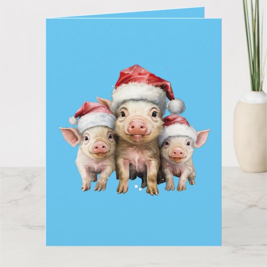 Adorable Niedlich Little Piggie Weihnachtsgrüße Karte (Vorderseite)
