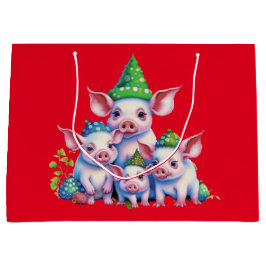 Adorable Niedlich Little Piggies Weihnachtsbaum Ro Große Geschenktüte