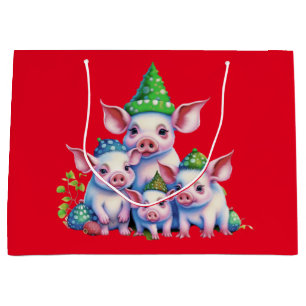 Adorable Niedlich Little Piggies Weihnachtsbaum Ro Große Geschenktüte